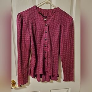 🔴 Magenta blazer blouse with button-down front